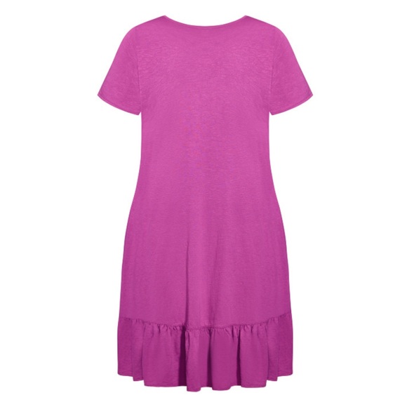 ZIM & ZOE 16W-32W Cotton Fuchsia Ella Ruffle Hi Lo Midi Maxi Dress (E35.10) - Picture 3 of 5